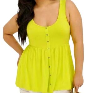 Babydoll Super Soft Scoop Neck Button-Front Tank